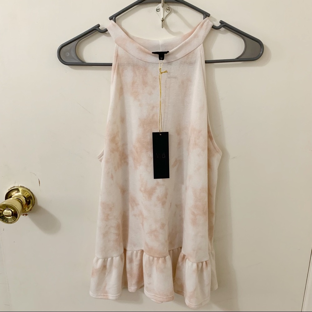 W5 sleeveless ruffle tie dye blouse top Medium